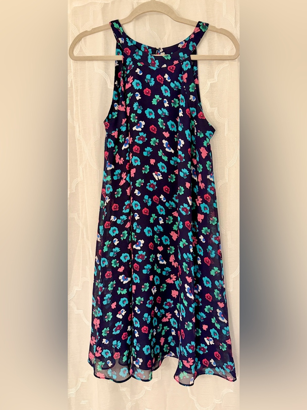 Betsey Johnson Navy Floral Swing Dress Size Small - Picture 3 of 8